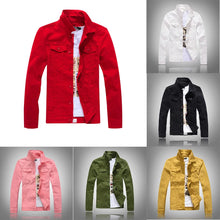 Load image into Gallery viewer, Jeans Coats Jacket Men's Korean Style Spring and Autumn Denim Jacket Slim Long-sleeved Casual Denim Jacket Solid Color Young Boy