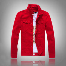 Load image into Gallery viewer, Jeans Coats Jacket Men's Korean Style Spring and Autumn Denim Jacket Slim Long-sleeved Casual Denim Jacket Solid Color Young Boy