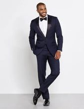 Load image into Gallery viewer, Classic Style Dark Blue Tuxedos Inspired By Men Suit Worn In James Bond Wedding Suit For Men Groom Jacket Pants Bow BLack