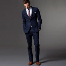 Load image into Gallery viewer, Classic Style Dark Blue Tuxedos Inspired By Men Suit Worn In James Bond Wedding Suit For Men Groom Jacket Pants Bow BLack