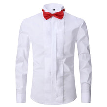 Load image into Gallery viewer, Classic Winged Collar Dress Shirt Men Wingtip Tuxedo Formal With Shirts Red Black Bow Tie Party Dinner Wedding Bridegroom S-8XL