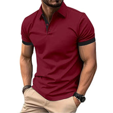 Load image into Gallery viewer, Summer Short Sleeve Polo Shirt Mens Large Stritching T Shirts Lapel Business Breathable Tee Shirt Lightweight Sweatwear