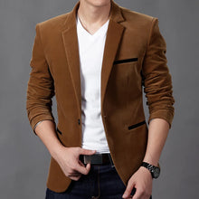 Load image into Gallery viewer, Brand Mens Corduroy Blazers Autumn Spring Fashion Male Slim Fat Casual Suit Jacket Men Blazer Masculino Clothing Vetement Homme