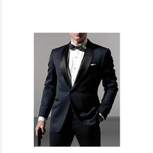 Load image into Gallery viewer, Classic Style Dark Blue Tuxedos Inspired By Men Suit Worn In James Bond Wedding Suit For Men Groom Jacket Pants Bow BLack