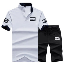 Load image into Gallery viewer, 2026 Summer Short Sleeve Casaul Slim Fit Sporting Suit Mens Masculino T Shirt+Shorts Two Pieces Sets Fashion Tracksuit Men Set
