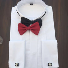 Load image into Gallery viewer, Classic Winged Collar Dress Shirt Men Wingtip Tuxedo Formal With Shirts Red Black Bow Tie Party Dinner Wedding Bridegroom S-8XL