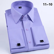Load image into Gallery viewer, Men's French cufflinks shirt, men's slim fit long sleeved business sleeve nail free business formal men's solid color shirt