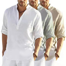 Load image into Gallery viewer, Hot Men Shirts Men's Long Sleeve Cotton Linen Shirt Casual Shirt Oversize Large Size Shirt for Men Beach Style Hawaiian Vacation