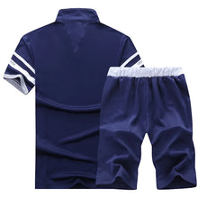 Load image into Gallery viewer, 2026 Summer Short Sleeve Casaul Slim Fit Sporting Suit Mens Masculino T Shirt+Shorts Two Pieces Sets Fashion Tracksuit Men Set
