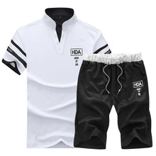 Load image into Gallery viewer, 2026 Summer Short Sleeve Casaul Slim Fit Sporting Suit Mens Masculino T Shirt+Shorts Two Pieces Sets Fashion Tracksuit Men Set