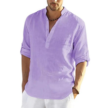 Load image into Gallery viewer, Hot Men Shirts Men's Long Sleeve Cotton Linen Shirt Casual Shirt Oversize Large Size Shirt for Men Beach Style Hawaiian Vacation