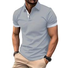 Load image into Gallery viewer, Summer Short Sleeve Polo Shirt Mens Large Stritching T Shirts Lapel Business Breathable Tee Shirt Lightweight Sweatwear