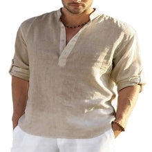 Load image into Gallery viewer, Hot Men Shirts Men's Long Sleeve Cotton Linen Shirt Casual Shirt Oversize Large Size Shirt for Men Beach Style Hawaiian Vacation