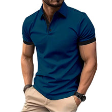 Load image into Gallery viewer, Summer Short Sleeve Polo Shirt Mens Large Stritching T Shirts Lapel Business Breathable Tee Shirt Lightweight Sweatwear