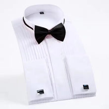 Load image into Gallery viewer, Classic Winged Collar Dress Shirt Men Wingtip Tuxedo Formal With Shirts Red Black Bow Tie Party Dinner Wedding Bridegroom S-8XL