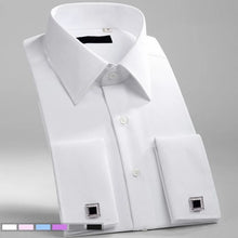 Load image into Gallery viewer, M~6XL Men's French Cuff Dress Shirt White Long Sleeve Social Male Shirts Regular Fit Party Dinner Wedding Cufflinks Formal Shirt