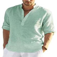 Load image into Gallery viewer, Hot Men Shirts Men's Long Sleeve Cotton Linen Shirt Casual Shirt Oversize Large Size Shirt for Men Beach Style Hawaiian Vacation