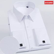Load image into Gallery viewer, Men's French cufflinks shirt, men's slim fit long sleeved business sleeve nail free business formal men's solid color shirt