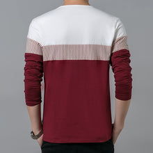 Load image into Gallery viewer, T Shirt Men Cotton Long Sleeve O Neck Mens T Shirt Fashion Patchwork Stripe Causal T Shirt Man Brand Men Clothing Harajuku Tops