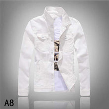 Load image into Gallery viewer, New Fashion Men Denim Jacket Cowboy White Jeans Jacket Men Casual Slim Fit Jeans Jacket Cotton Coat OUTWEAR Male Clothes