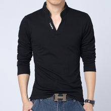 Load image into Gallery viewer, 2022 T-Shirt Men Spring Cotton T Shirt Men Solid Color Tshirt Mandarin Collar Long Sleeve Top Men Brand Slim Fit Tee Shirts 5XL