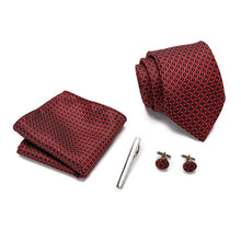 Load image into Gallery viewer, Necktie  Hanky Cufflinks Tie Clips Set for Men Formal Wedding Party Silk Business Jacquard Floral Tie