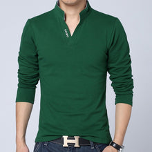 Load image into Gallery viewer, 2022 T-Shirt Men Spring Cotton T Shirt Men Solid Color Tshirt Mandarin Collar Long Sleeve Top Men Brand Slim Fit Tee Shirts 5XL