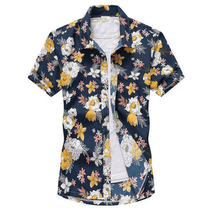 2021 Fashion Mens Short Sleeve Hawaiian Shirt Fast drying Plus Size Asian Size M-5XL Summer Casual Floral Beach Shirts For Men