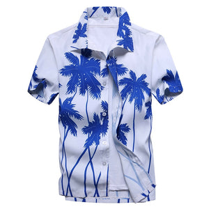 2021 Fashion Mens Short Sleeve Hawaiian Shirt Fast drying Plus Size Asian Size M-5XL Summer Casual Floral Beach Shirts For Men