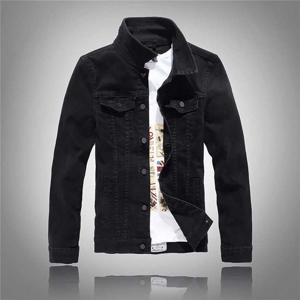 New Fashion Men Denim Jacket Cowboy White Jeans Jacket Men Casual Slim Fit Jeans Jacket Cotton Coat OUTWEAR Male Clothes