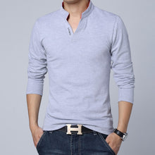 Load image into Gallery viewer, 2022 T-Shirt Men Spring Cotton T Shirt Men Solid Color Tshirt Mandarin Collar Long Sleeve Top Men Brand Slim Fit Tee Shirts 5XL