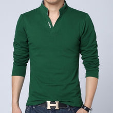 Load image into Gallery viewer, 2022 T-Shirt Men Spring Cotton T Shirt Men Solid Color Tshirt Mandarin Collar Long Sleeve Top Men Brand Slim Fit Tee Shirts 5XL