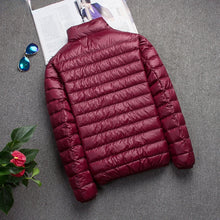 Load image into Gallery viewer, Ultra-light Thin Down Jacket Men's 2022 New Autumn Winter Slim Short Hooded Warm White Duck Down Coat Plus Size Casual Outerwear