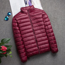 Load image into Gallery viewer, Ultra-light Thin Down Jacket Men's 2022 New Autumn Winter Slim Short Hooded Warm White Duck Down Coat Plus Size Casual Outerwear