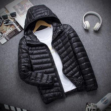 Load image into Gallery viewer, Ultra-light Thin Down Jacket Men's 2022 New Autumn Winter Slim Short Hooded Warm White Duck Down Coat Plus Size Casual Outerwear
