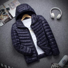 Load image into Gallery viewer, Ultra-light Thin Down Jacket Men's 2022 New Autumn Winter Slim Short Hooded Warm White Duck Down Coat Plus Size Casual Outerwear