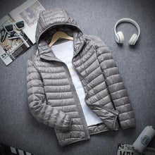 Load image into Gallery viewer, Ultra-light Thin Down Jacket Men's 2022 New Autumn Winter Slim Short Hooded Warm White Duck Down Coat Plus Size Casual Outerwear