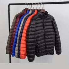 Load image into Gallery viewer, Ultra-light Thin Down Jacket Men's 2022 New Autumn Winter Slim Short Hooded Warm White Duck Down Coat Plus Size Casual Outerwear