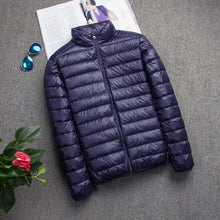 Load image into Gallery viewer, Ultra-light Thin Down Jacket Men's 2022 New Autumn Winter Slim Short Hooded Warm White Duck Down Coat Plus Size Casual Outerwear
