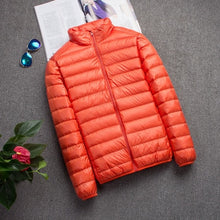 Load image into Gallery viewer, Ultra-light Thin Down Jacket Men's 2022 New Autumn Winter Slim Short Hooded Warm White Duck Down Coat Plus Size Casual Outerwear