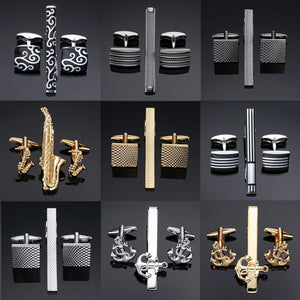 High Quality Cuff links necktie clip set Men Jewelry