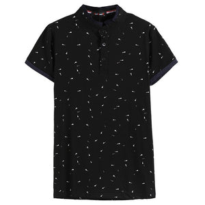 Guitar Printed Stand Collar Polo Shirt