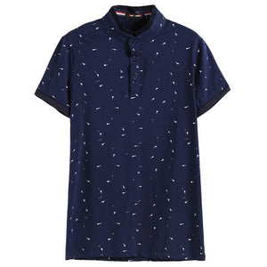 Guitar Printed Stand Collar Polo Shirt