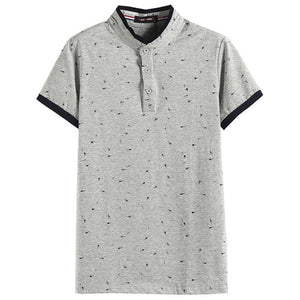 Guitar Printed Stand Collar Polo Shirt