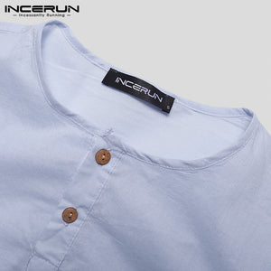 Men Shirt Long Sleeve Cotton Solid