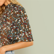 Load image into Gallery viewer, Multicolor Floral Sheer Frill Blouse