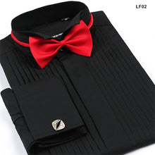 Load image into Gallery viewer, Men&#39;s French Cuff Tuxedo Shirt Solid Color Wing Tip Collar Shirt