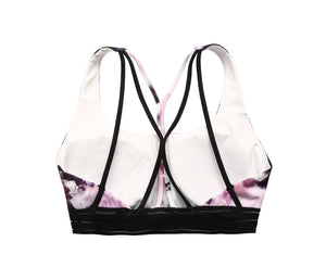 Printed Striped Shoulder Strap Sports Bra