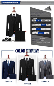 Blue 3 Piece Business Suits