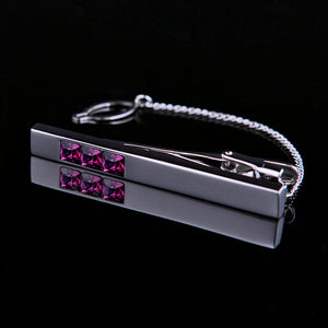 Cuff links necktie, tie pin for men Purple Crystal tie bars